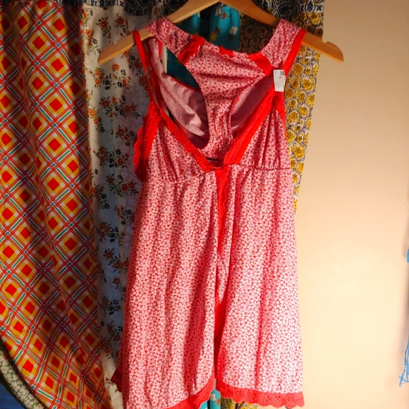 Victoria's secret pink floral cotton babydoll eyelet 2pc lingerie